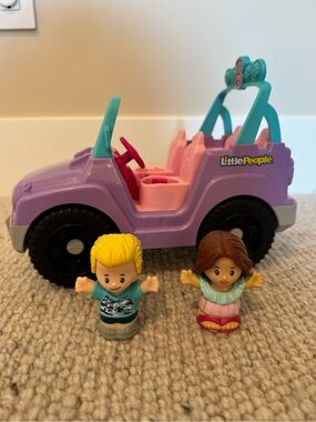 Fisher-Price Barbie Purple, Pink & Teal Little People Jeep with Two Figures